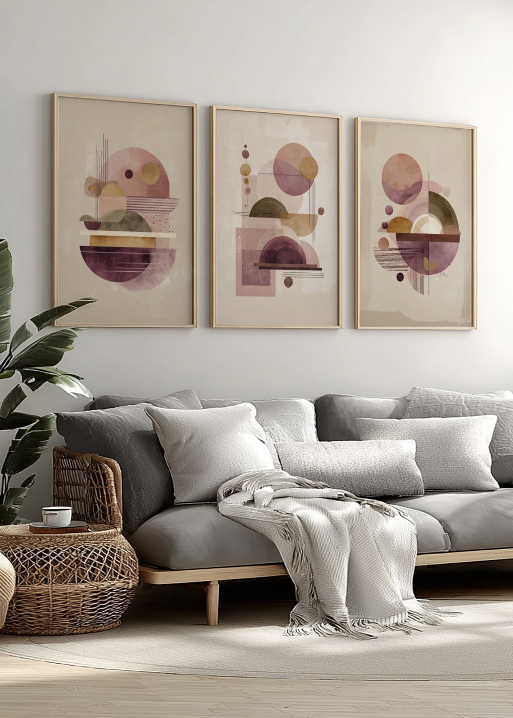 Mid-Century Modern Shape Prints – Set of 3 Abstract Geometric Wall Art