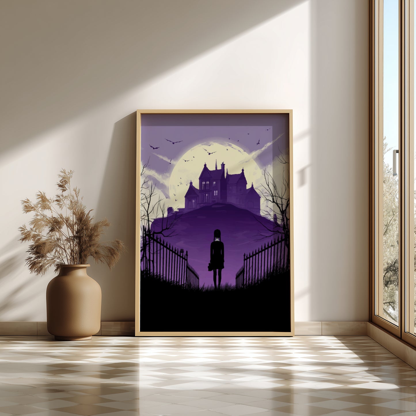 Wednesday Addams Minimalist Poster – Gothic Silhouette Horror Art Print