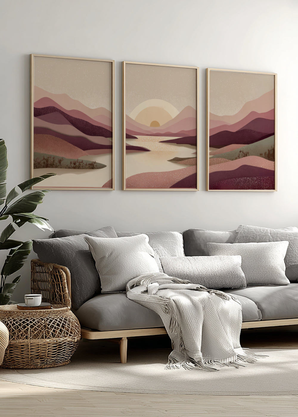 Abstract Earth Tone Landscape Prints Set of 3 – Modern Boho Wall Art