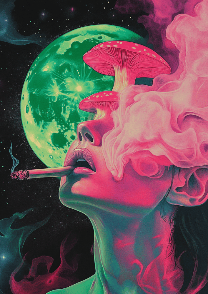 Cosmic Woman Poster – Psychedelic Wall Art with Trippy Neon Design