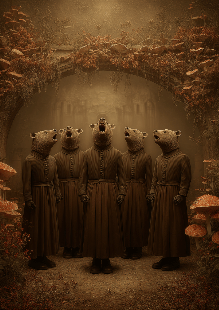 The Bear Choir – Victorian Bear Art Print, Gothic Animal Choir Poster