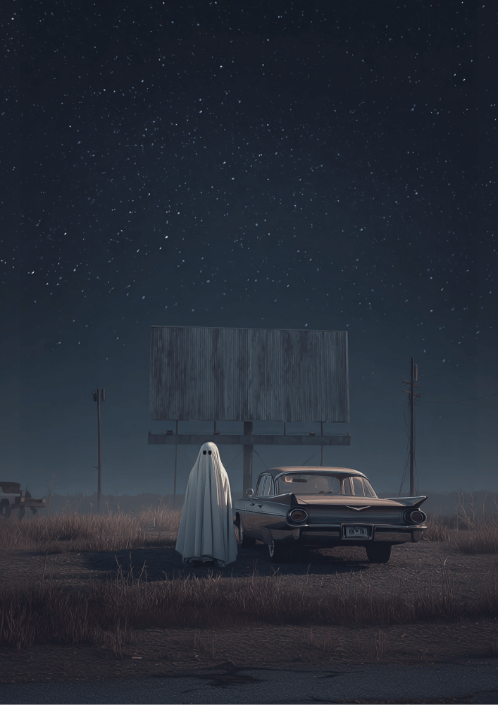 Ghost at Drive-In Poster – Vaporwave Dreamcore Print