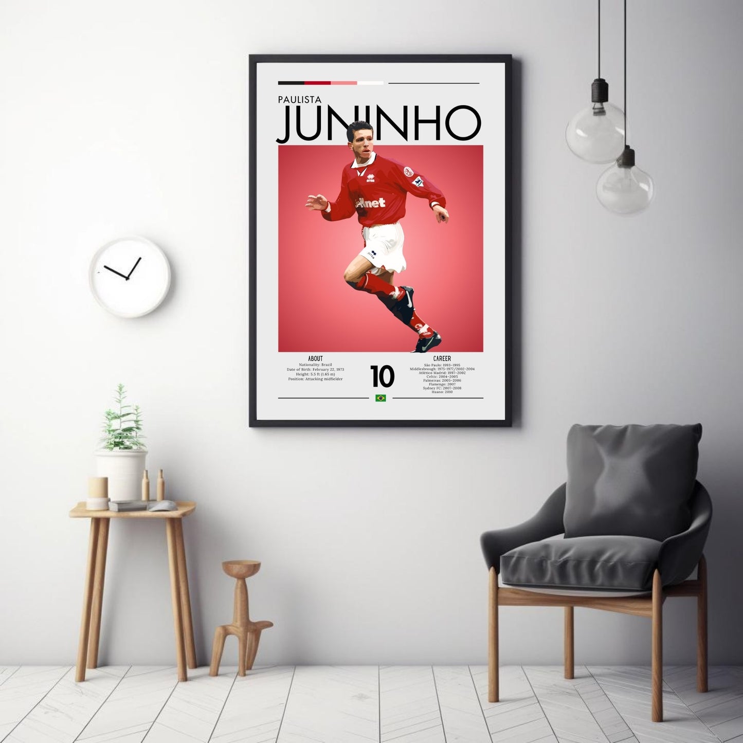 Juninho Paulista Poster - Legendary Brazilian Football Print