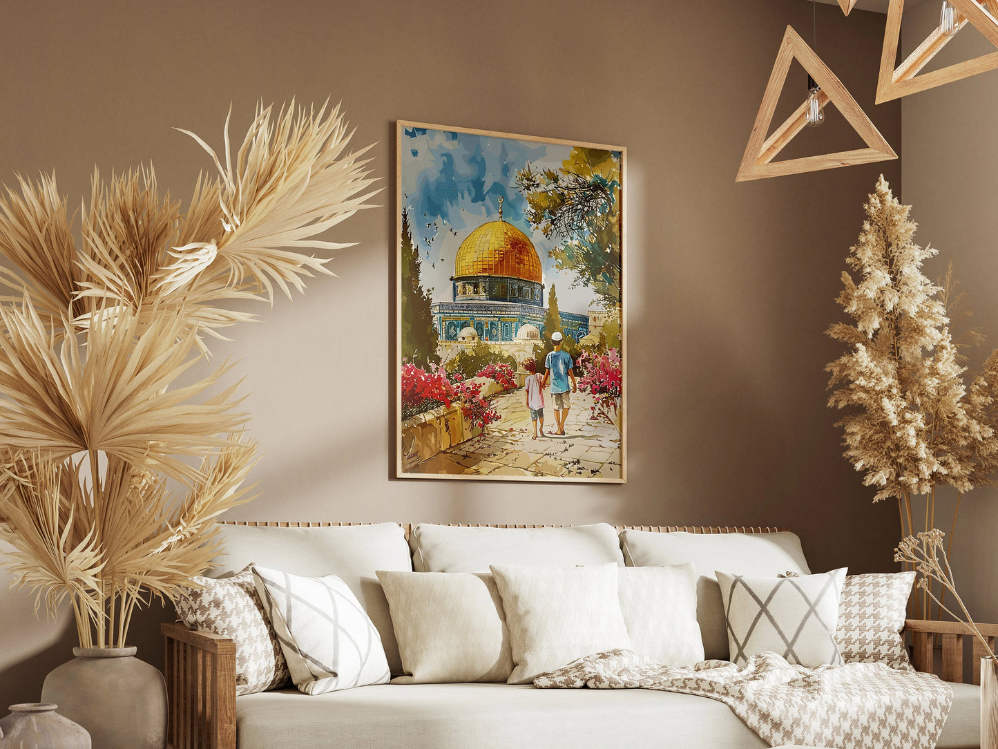 Dome of the Rock & Al-Aqsa Mosque Poster – Jerusalem Old City Islamic Wall Art