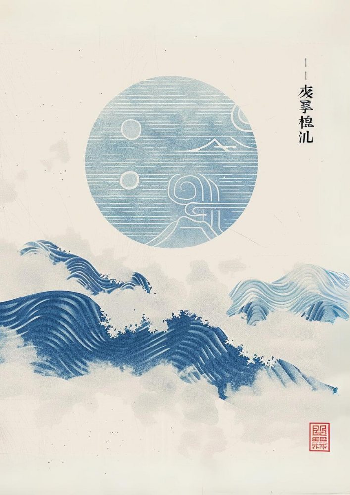 Blue Ocean Wave – Japanese Woodblock Print