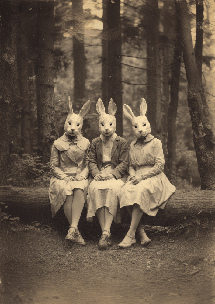 The Rabbit Sisters – Surreal Rabbit Wall Art