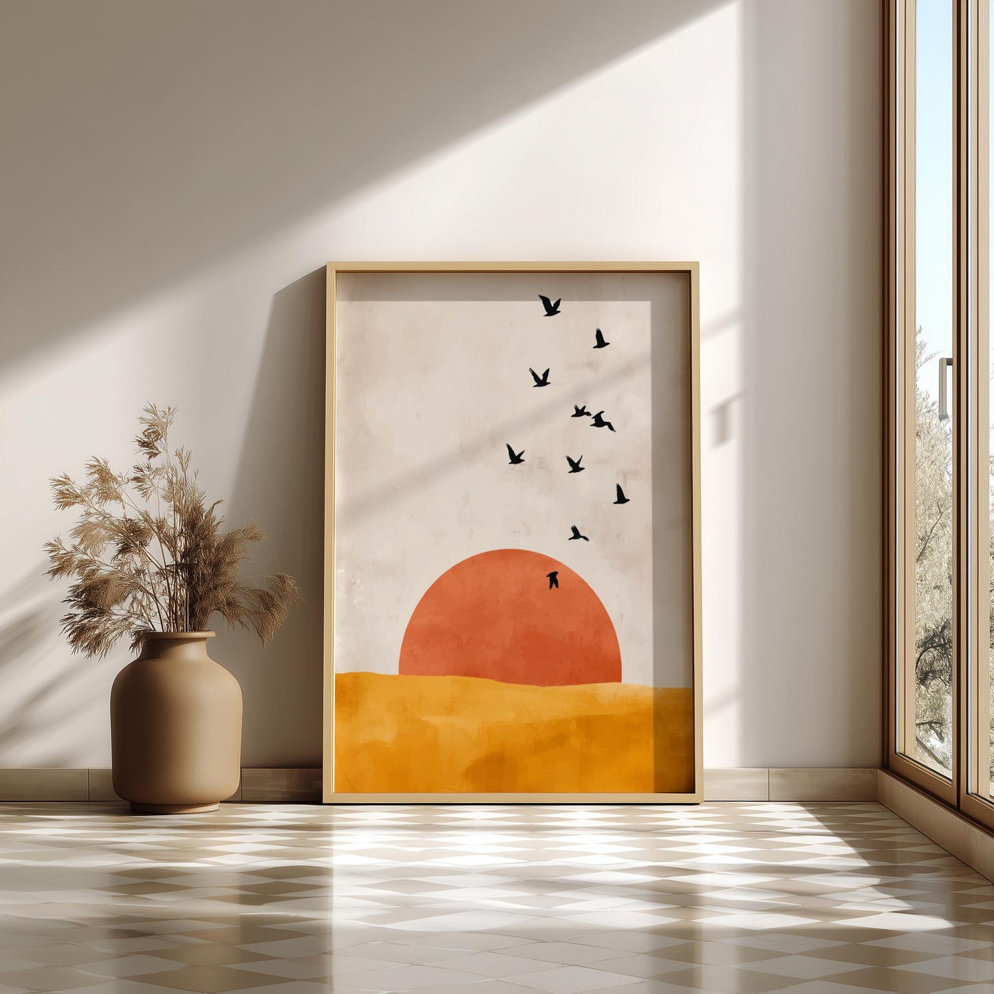 Golden Hour Glow Wall Art – Minimalist Nature Poster