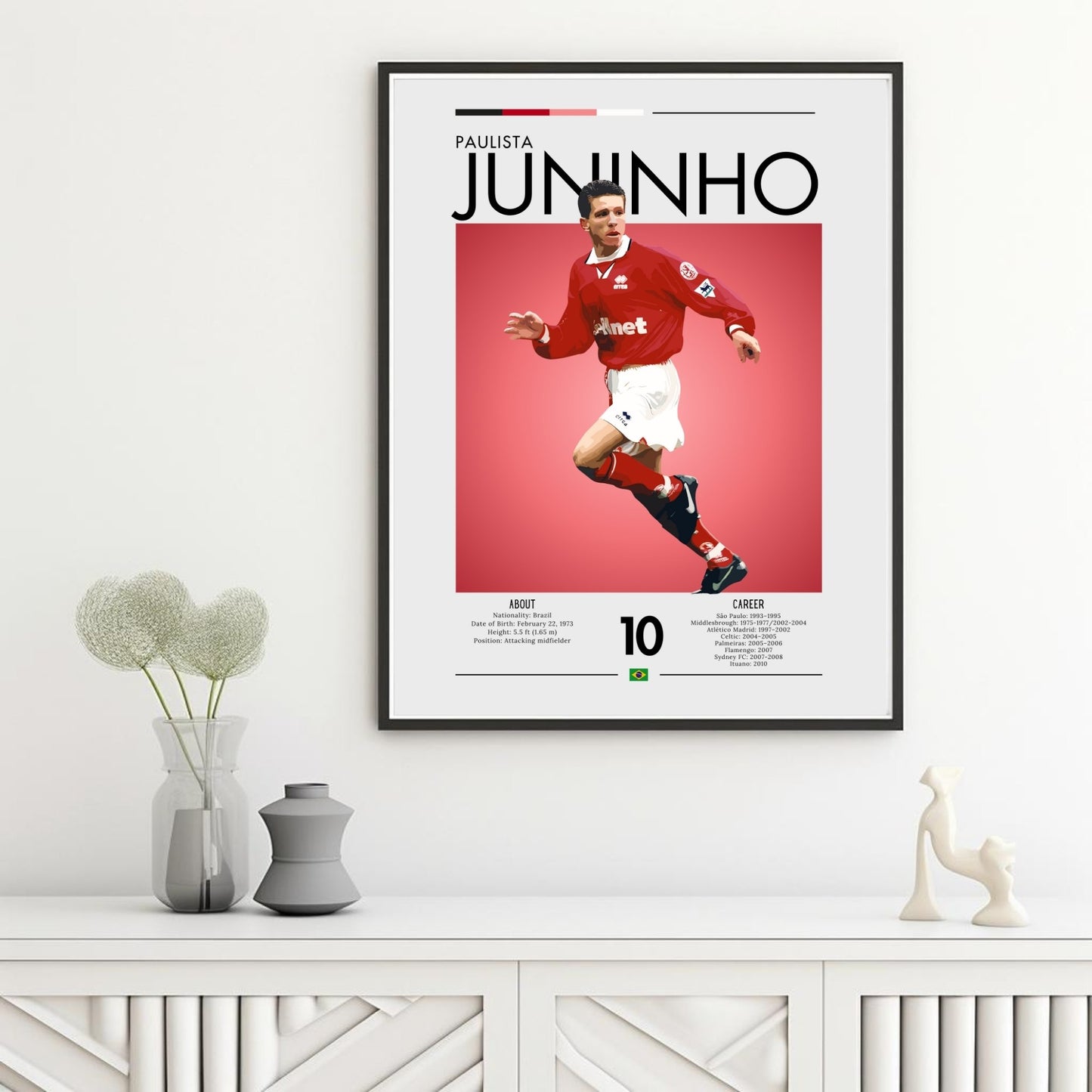 Juninho Paulista Poster - Legendary Brazilian Football Print