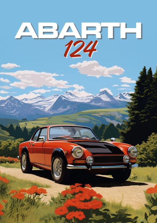 Affiche Abarth 124 Racing – Impression d'une voiture de sport italienne haute performance