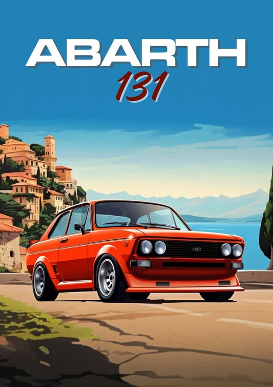 Affiche Abarth 131 – Décoration murale vintage de voiture de sport italienne