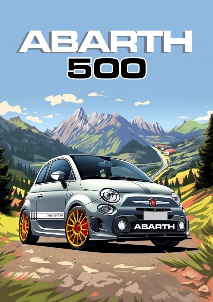 Abarth 500 Car Poster – Italian Compact Sports Car Wall Decor