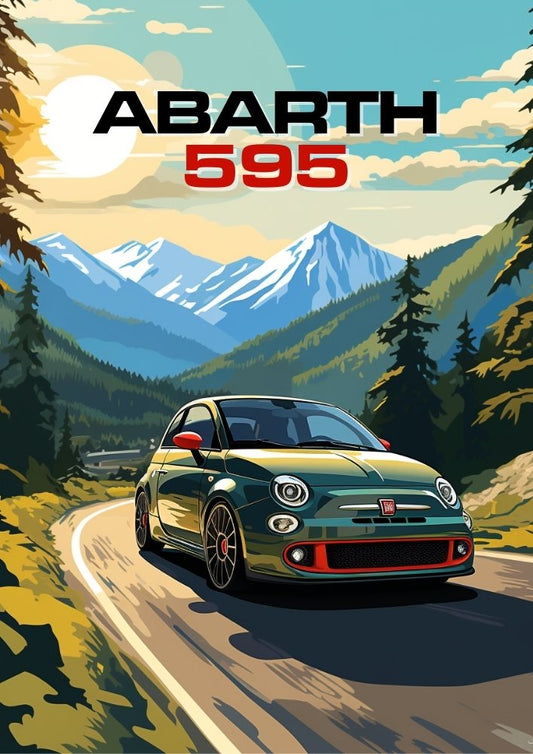 Affiche Abarth 595 – Décoration murale de voiture de sport compacte italienne