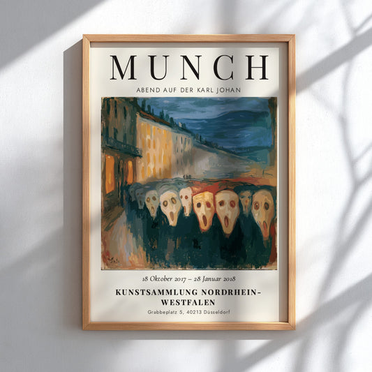 Edvard Munch poster featuring Abend auf der Karl Johan with muted colors and shadowy figures