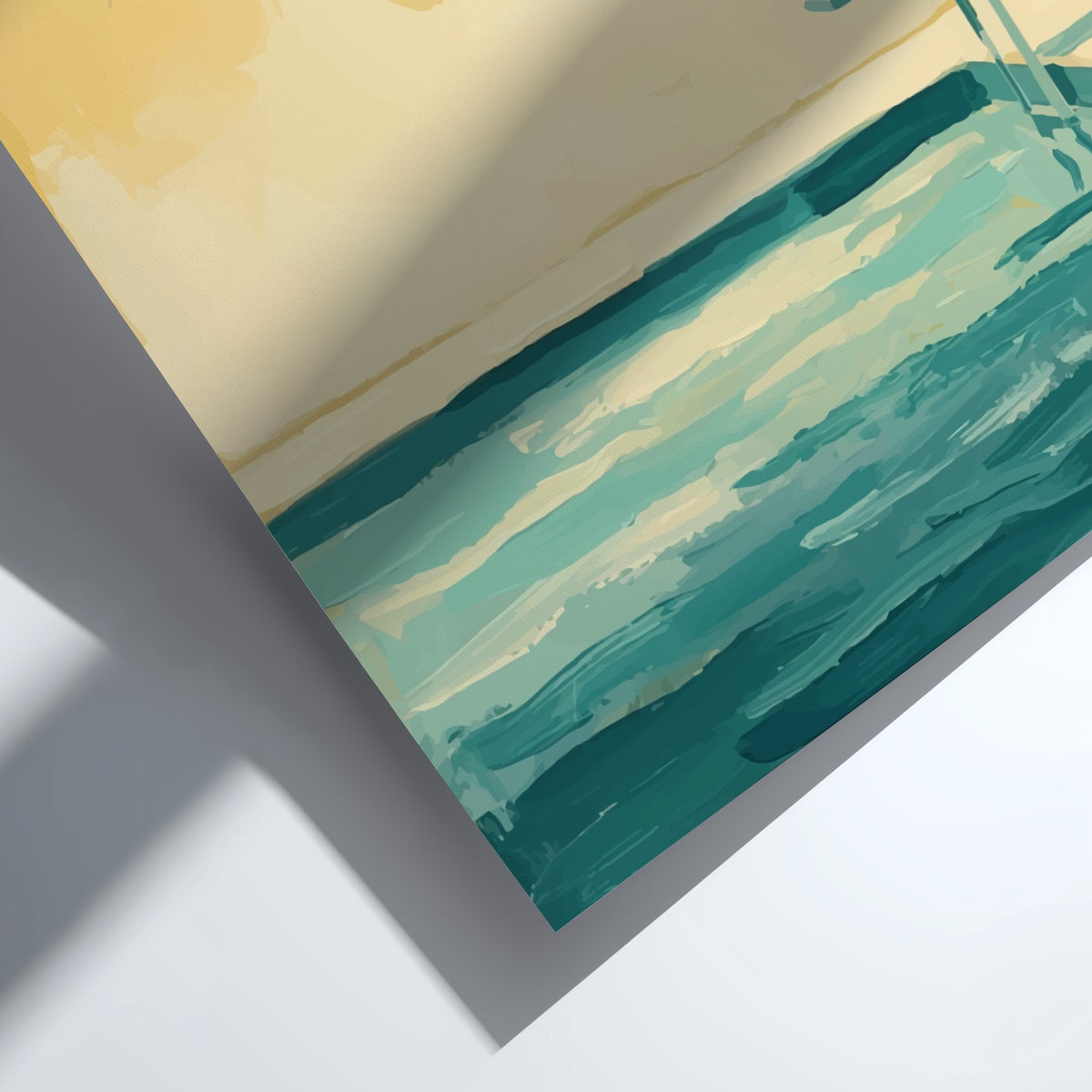 Poster of a diver leaping into a pool with muted teal and golden tones.