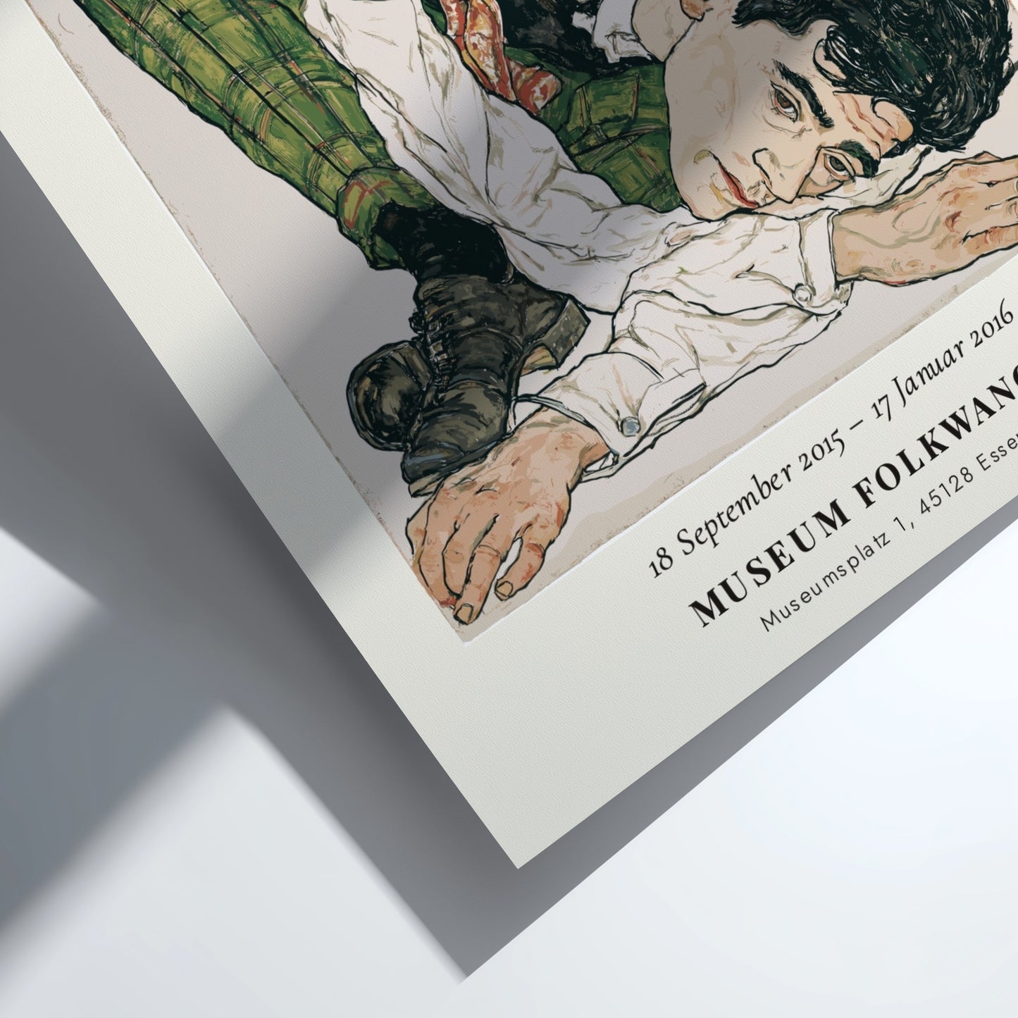 Egon Schiele poster featuring Akt in Bewegung with bold lines and muted colors