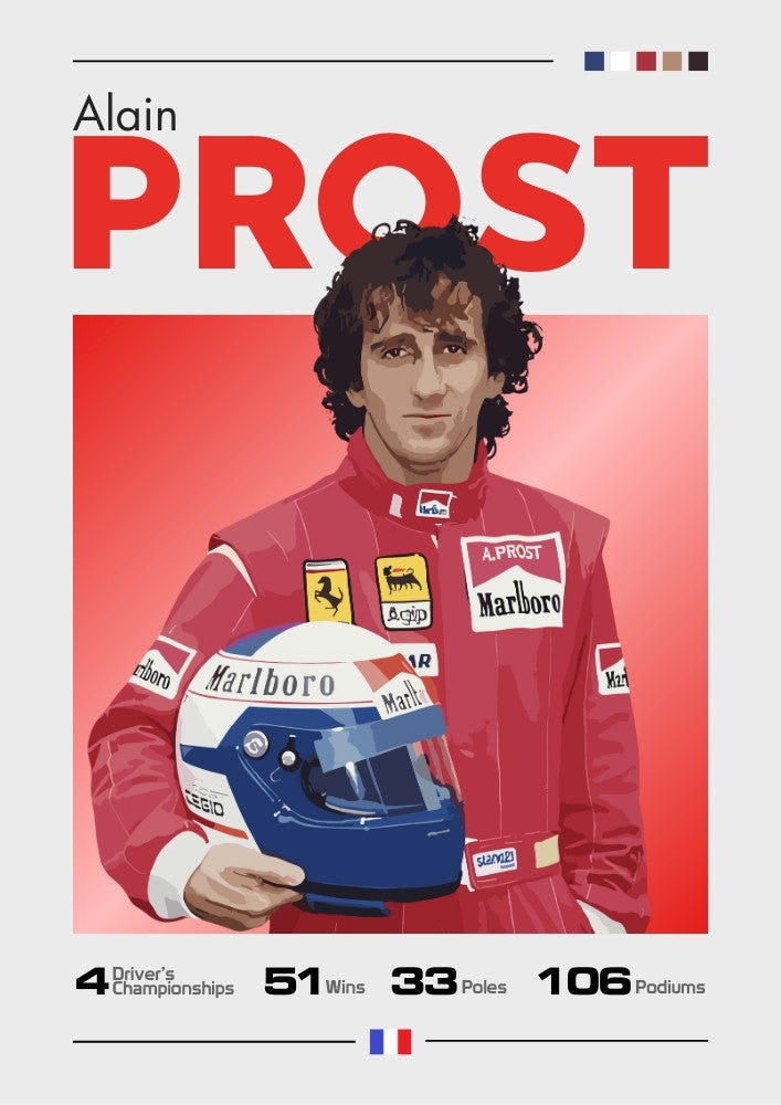 Alain Prost Poster – F1 Legend & 4‑Time World Champion Wall Art