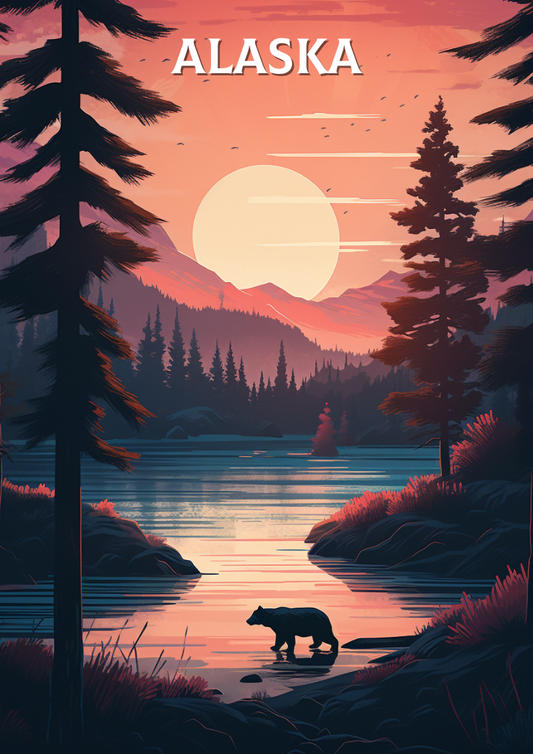 Affiche de voyage en Alaska - Impression du parc national