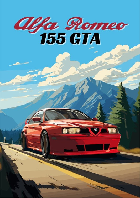 Impression Alfa Romeo 155 GTA – Décoration murale classique de berline sportive italienne