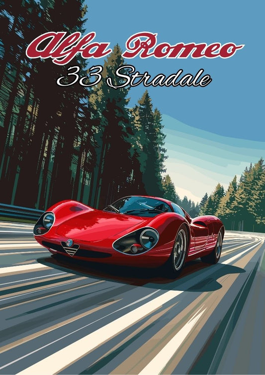 Affiche Alfa Romeo 33 Stradale – Décoration murale de supercar italienne classique