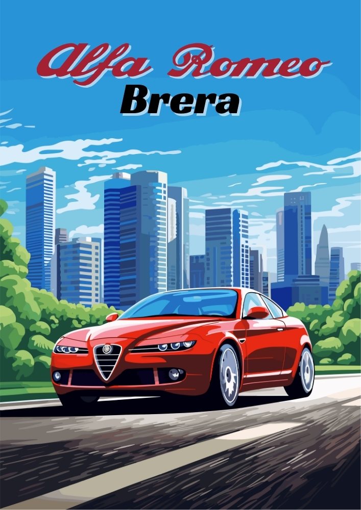 Affiche Alfa Romeo Brera – Décoration murale de voiture de sport italienne