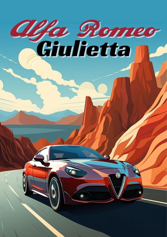 Affiche Alfa Romeo Giulietta – Art mural de voiture de sport italienne moderne