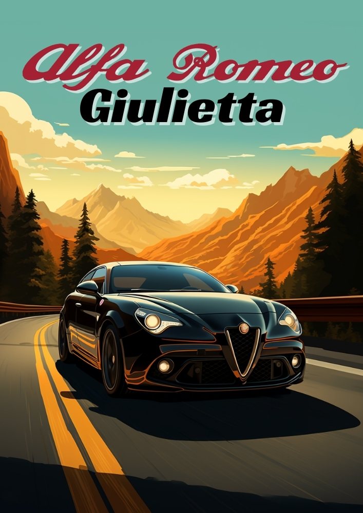 Affiche Alfa Romeo Giulietta – Décoration murale compacte de voiture de sport italienne