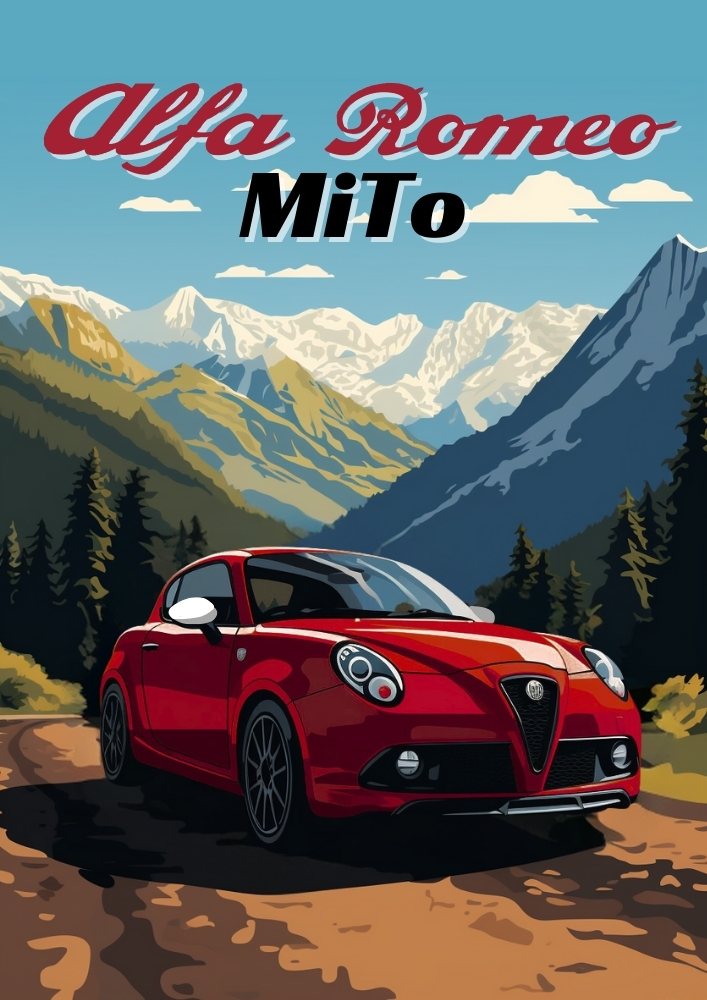 Impression Alfa Romeo Mito – Décoration murale représentant une voiture de sport compacte italienne