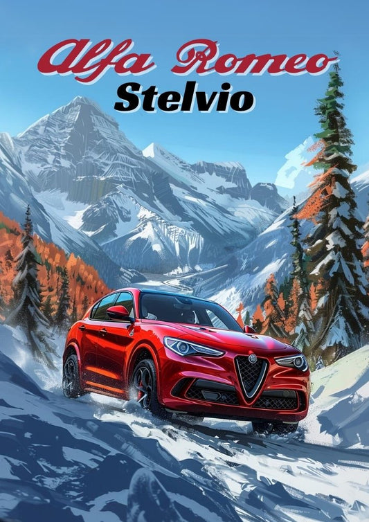 Affiche Alfa Romeo Stelvio – Décoration murale SUV de luxe italien