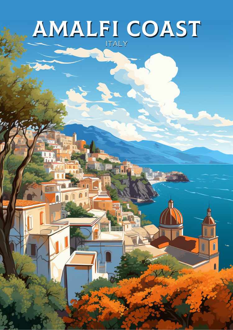 Amalfi Coast Travel Poster - Italy Wallart