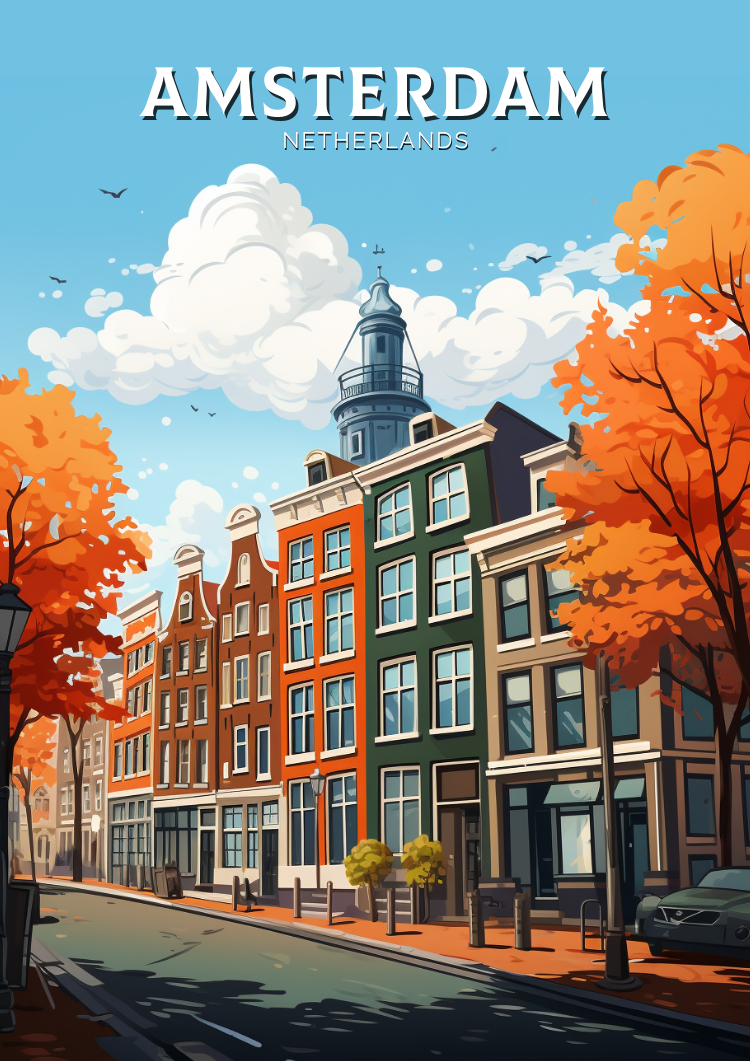 Amsterdam Vintage Poster - Netherland Artwork