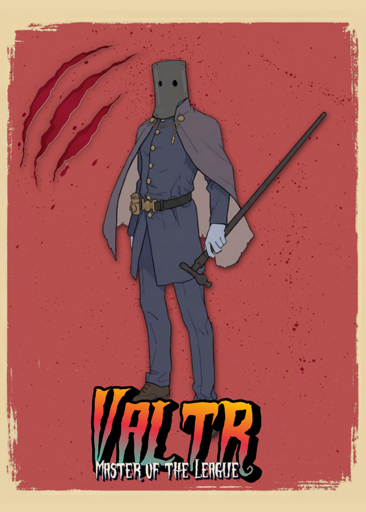 Valtr from Bloodborne on a red background.