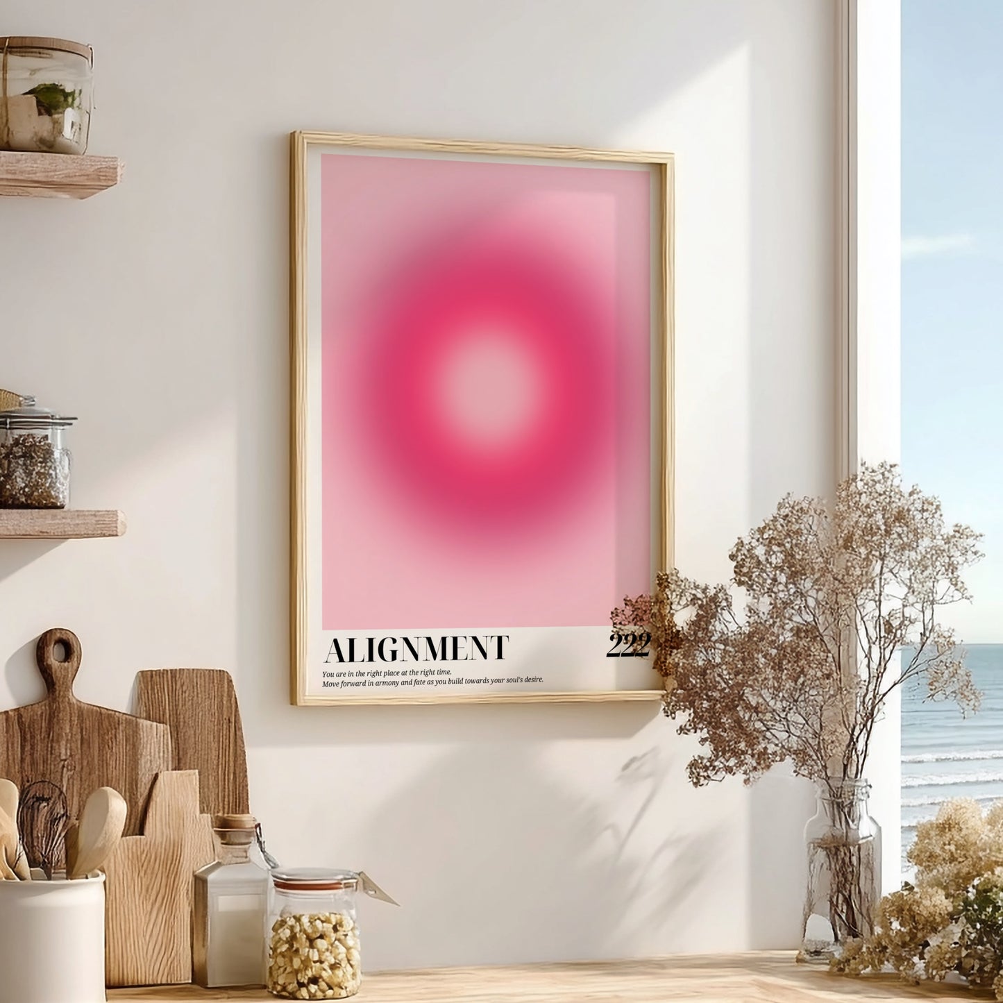 The Divine Balance Modern Art - Angel Number 222 Pink Aura Print