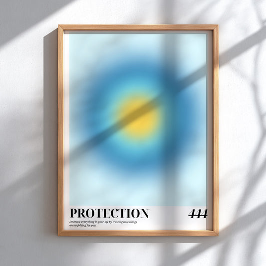 The Divine Guardian Modern Art - Angel Number 444 Blue Aura Print