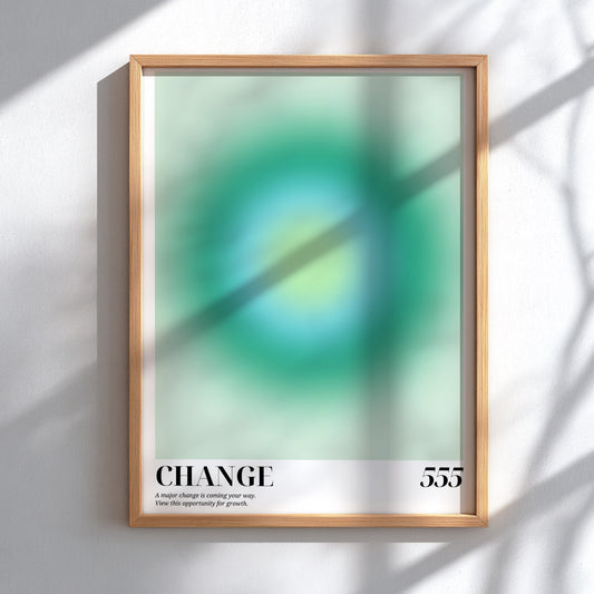 The Manifestation Shift Modern Art - Angel Number 555 Green Aura Print
