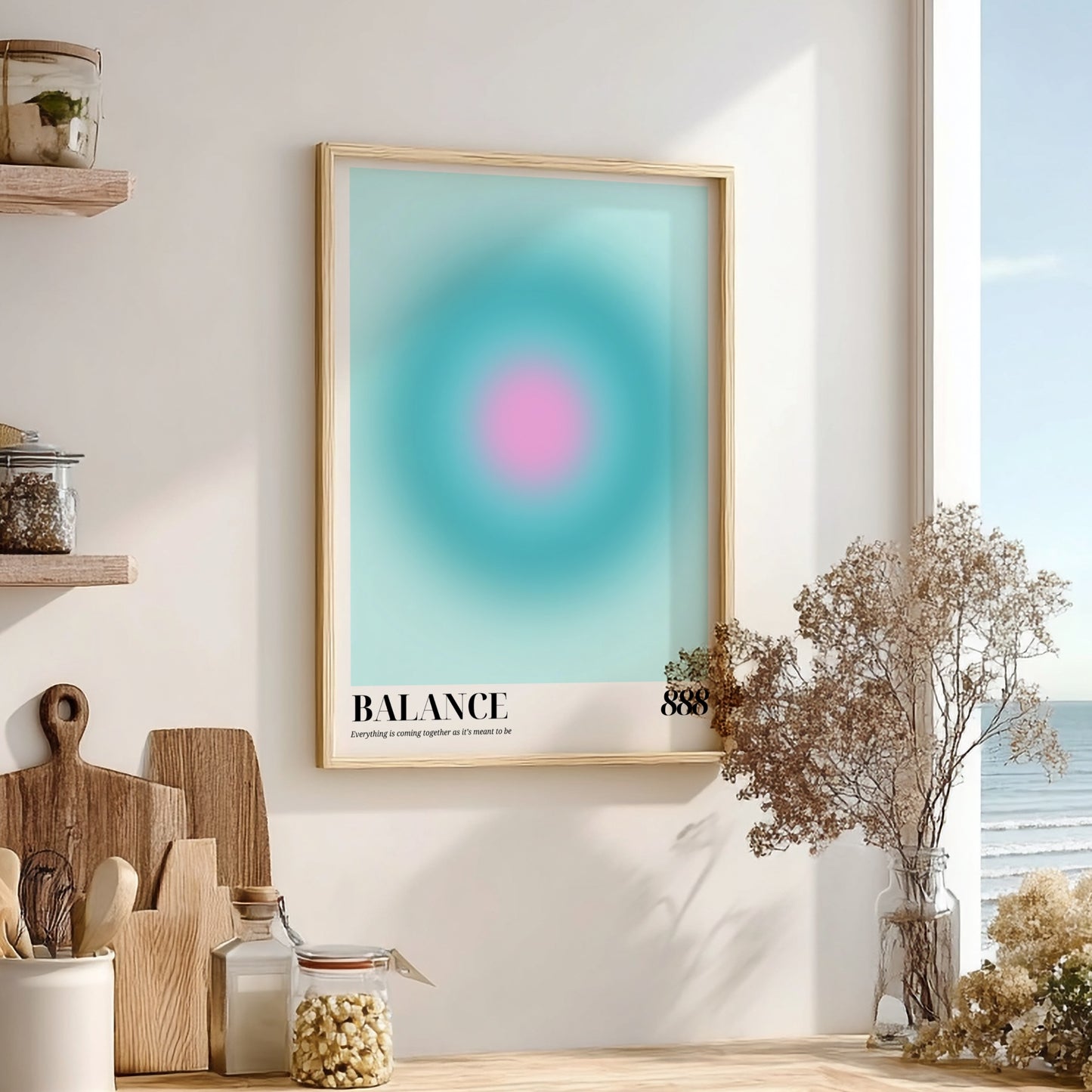 The Infinite Flow Modern Art - Angel Number 888 Turquoise Aura Print