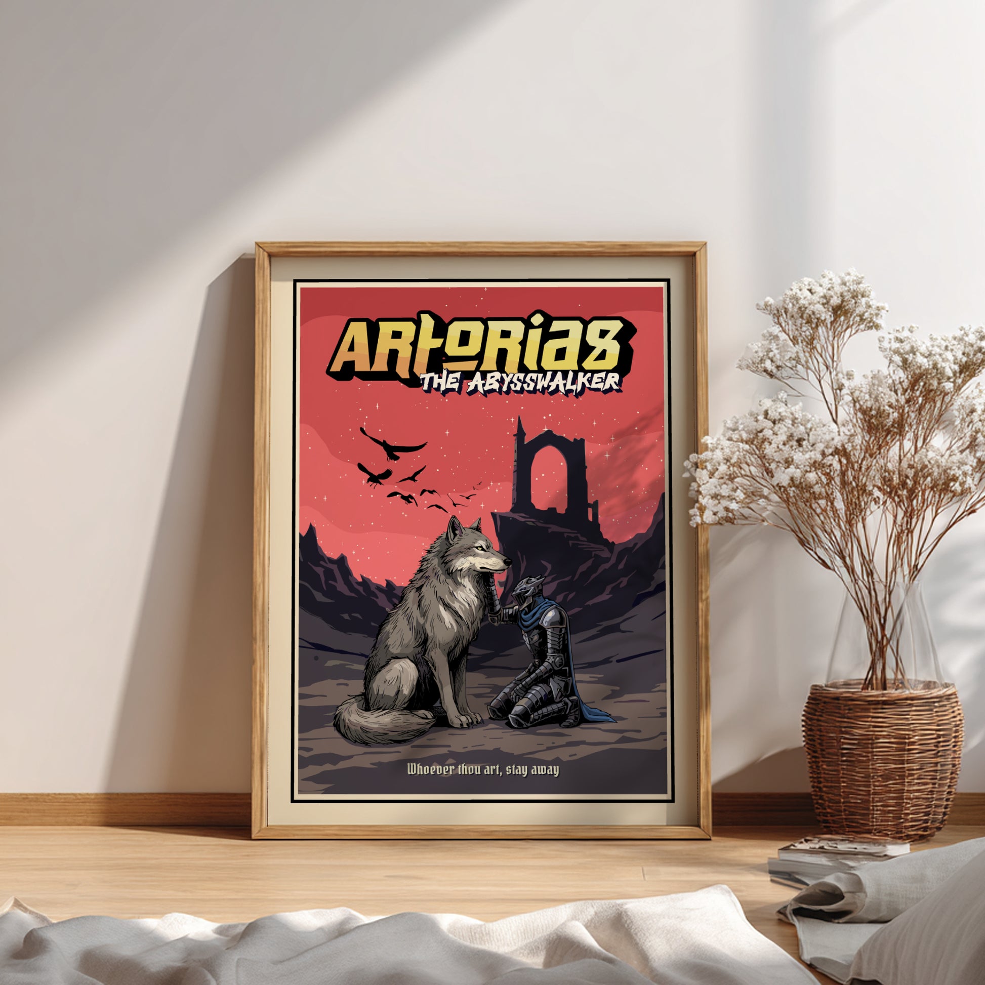 Artorias from Dark Souls design, placed on a wooden surface.
