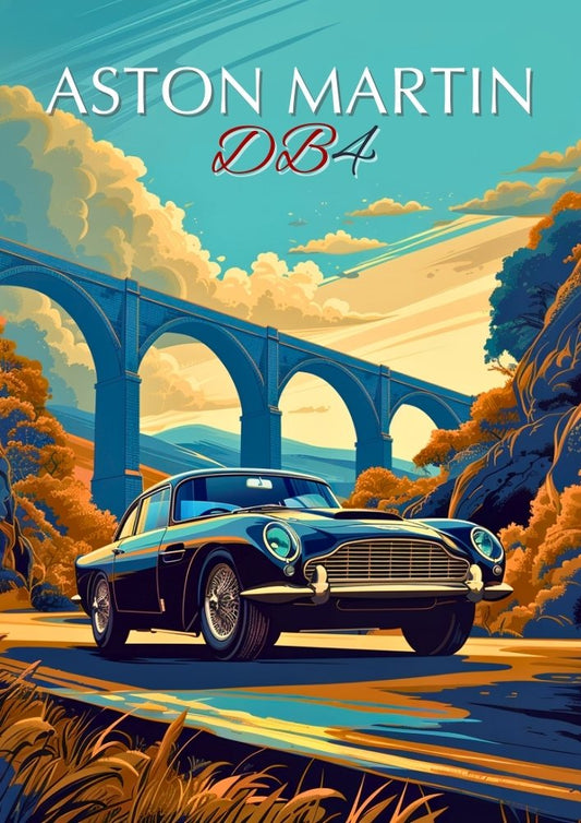 Impression Aston Martin DB4 – Affiche murale de voiture de sport britannique classique