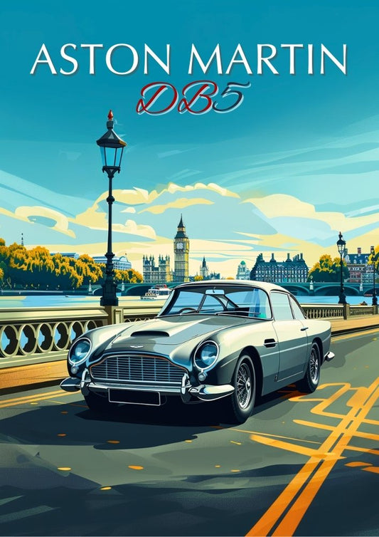Affiche Aston Martin DB5 – Impression d'art mural de voiture de sport britannique classique