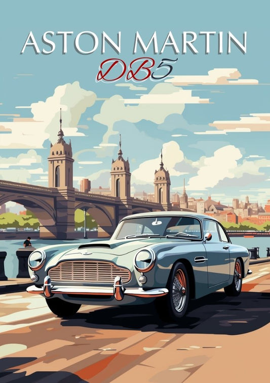Impression Aston Martin DB5 des années 1960 – Décoration murale classique de voiture de sport britannique