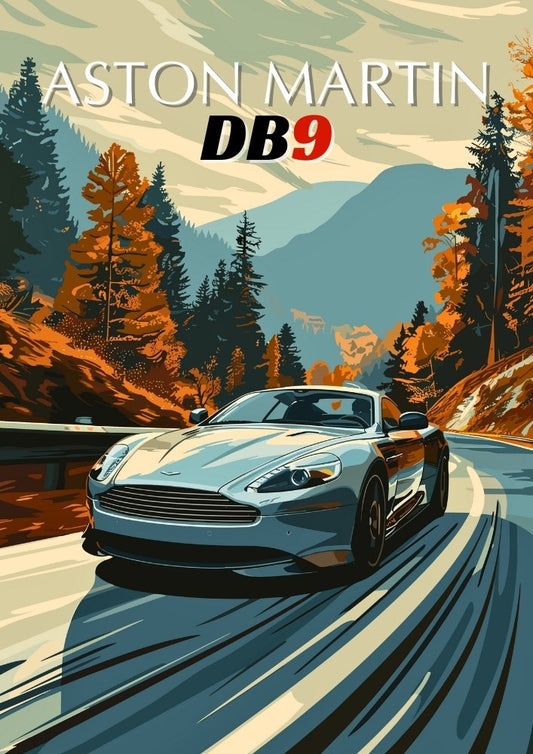 Impression Aston Martin DB9 – Affiche murale de voiture de sport britannique moderne
