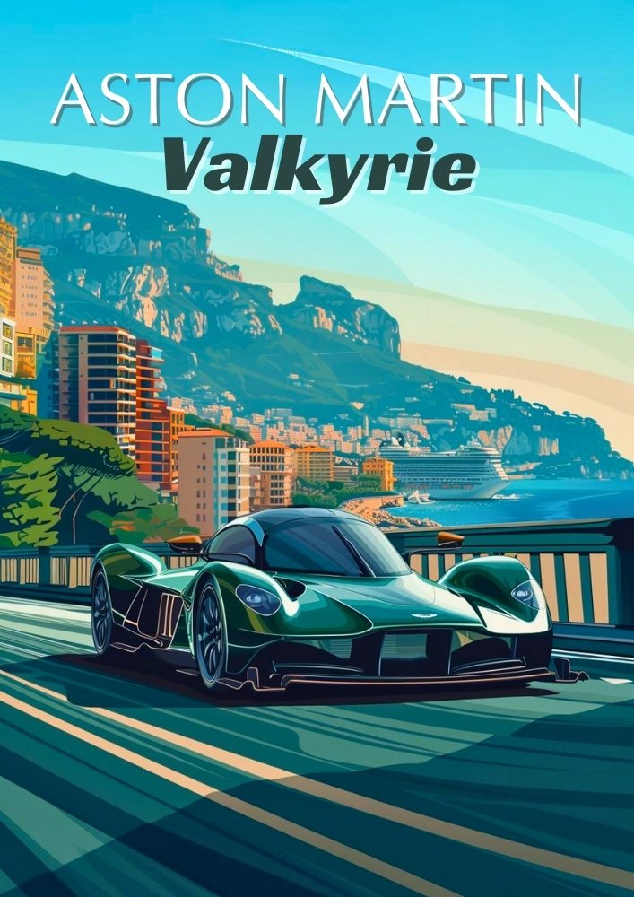 Impression Aston Martin Valkyrie – Affiche murale moderne représentant une hypercar britannique