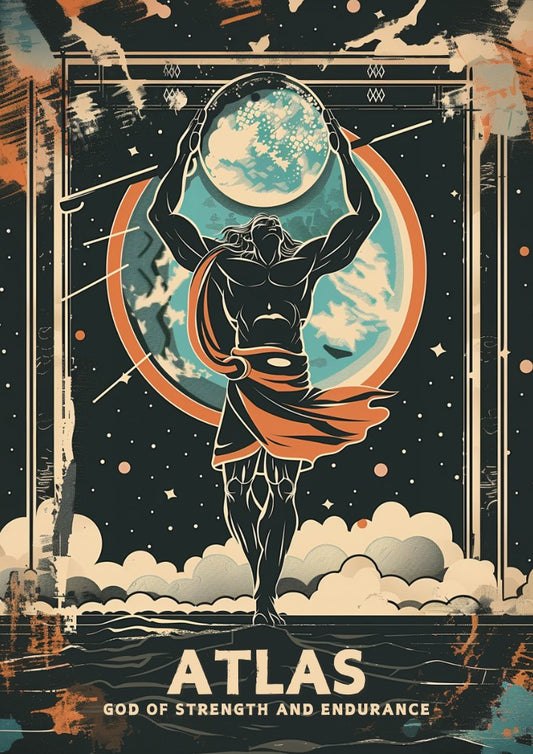 Affiche du dieu grec Atlas - Illustration de Titan Atlas