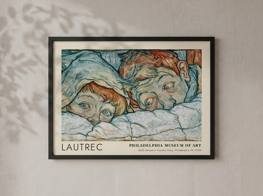 Wall art poster of Lautrec Au Salon de la Rue des Moulins in wood frame.