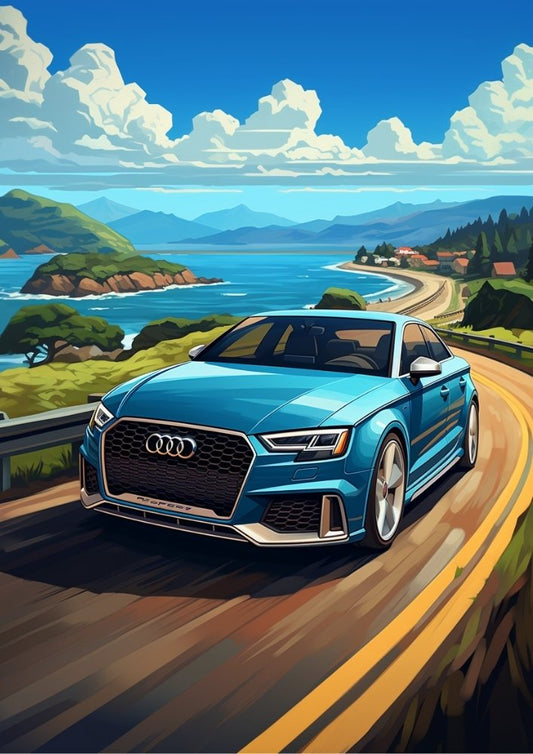 Affiche Audi RS3 – Impression d'art mural de voiture de sport allemande moderne