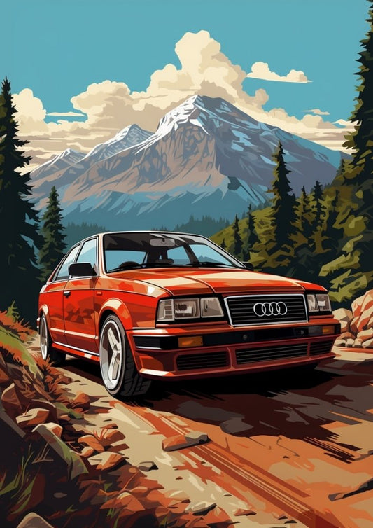 Affiche Audi S2 – Impression d'art mural de voiture de sport allemande classique