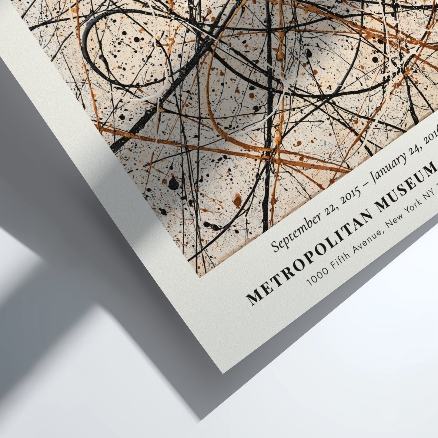 Wall art poster featuring Jackson Pollock Autumn Rhythm No. 30 abstract black gold lines.