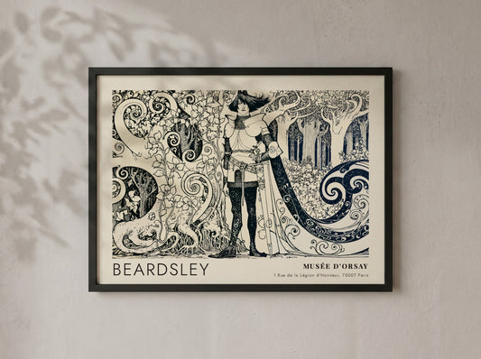 Wall art poster featuring Aubrey Beardsley Avarice artwork in black ink on cream paper.