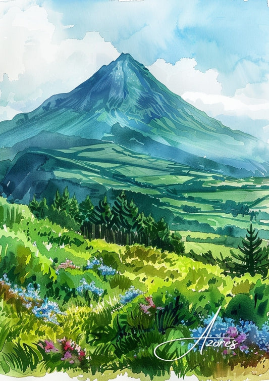 Affiche de voyage aux Açores - Illustration du Portugal