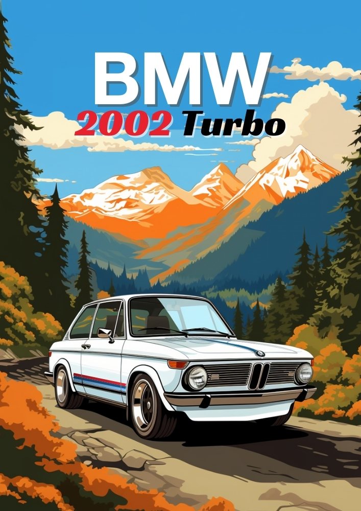 Impression BMW 2002 Turbo – Décoration murale de voiture de sport allemande classique des années 1970