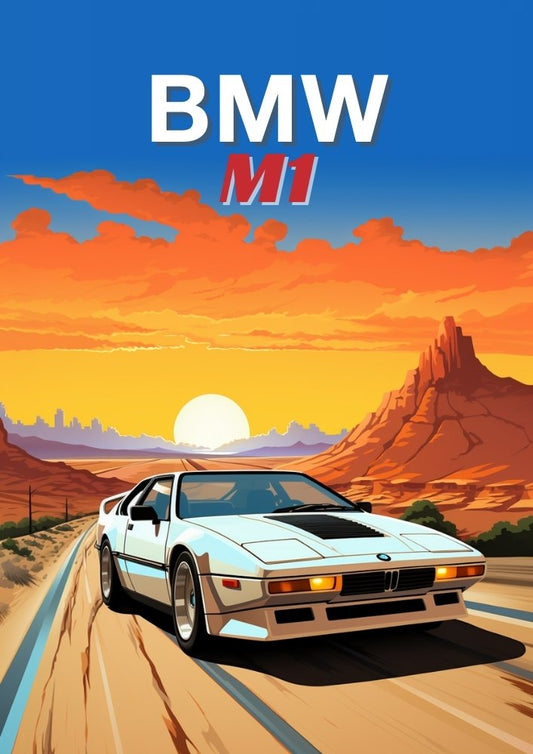 Impression BMW M1 – Décoration murale représentant une voiture de sport allemande classique des années 1980